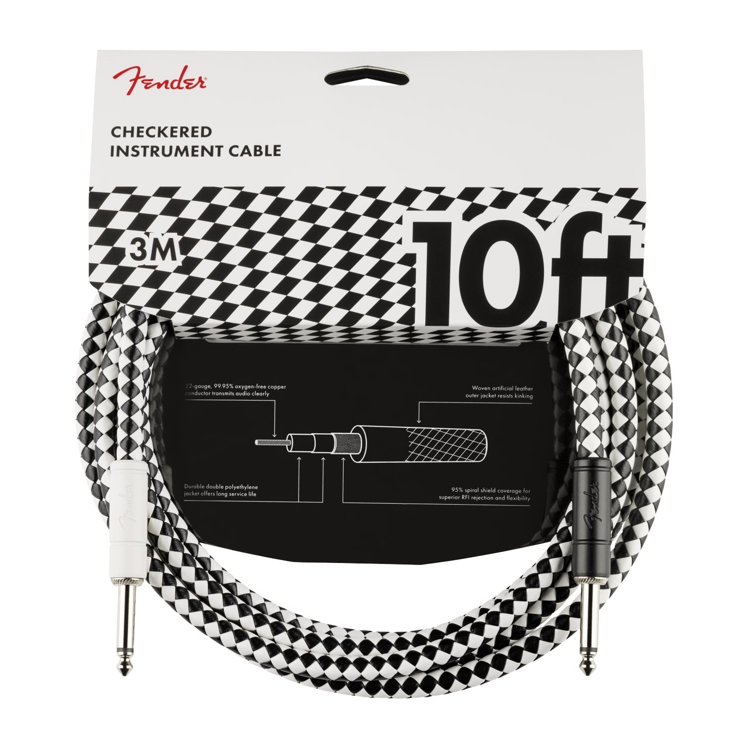 FENDER - Pro 10' Instrument Cable, Checkerboard