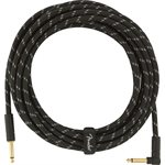 FENDER - Deluxe Series Instrument Cable, Straight / Angle, 18.6' - Black Tweed