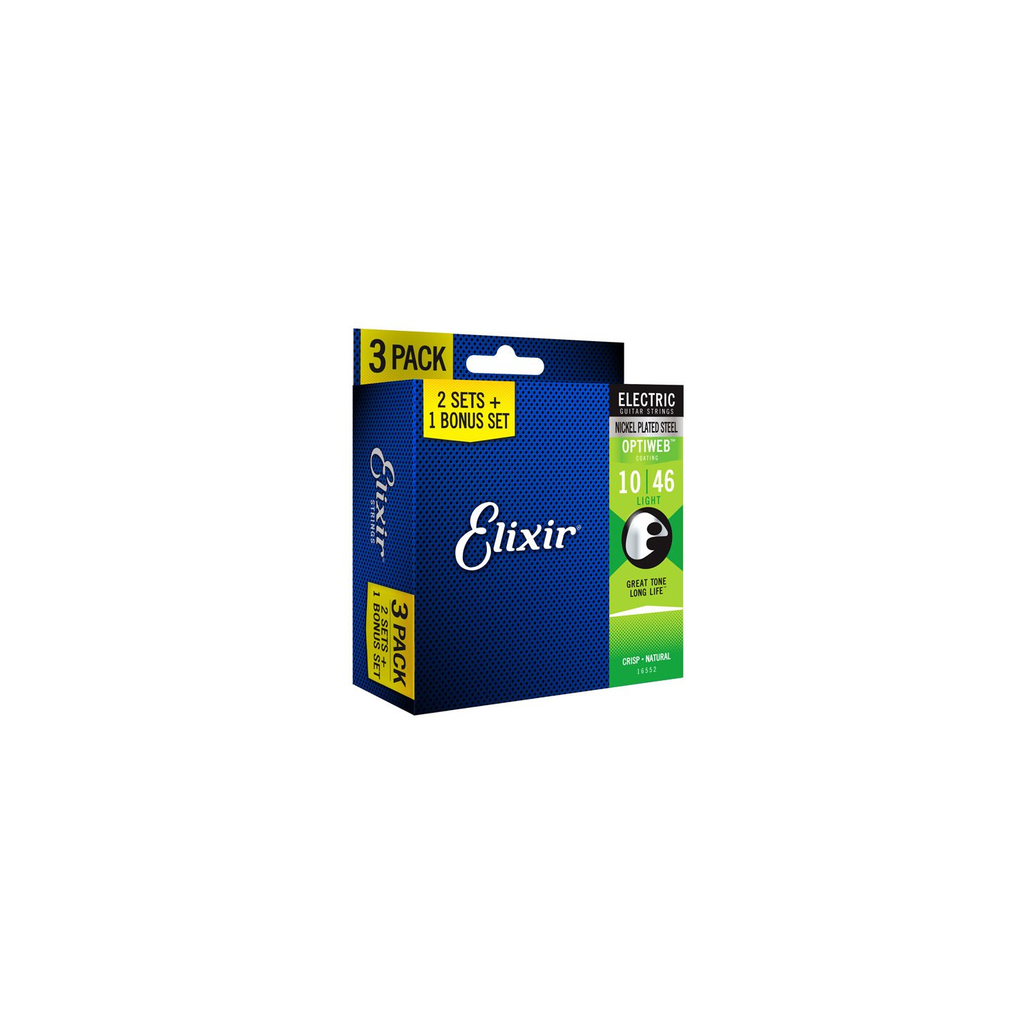 ELIXIR - 16552 - Cordes de guitare électrique avec revêtement Optiweb - 10-46 - 3 PACK