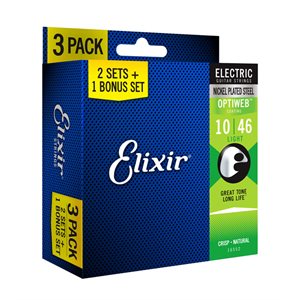 ELIXIR - 16552 - Cordes de guitare électrique avec revêtement Optiweb - 10-46 - 3 PACK