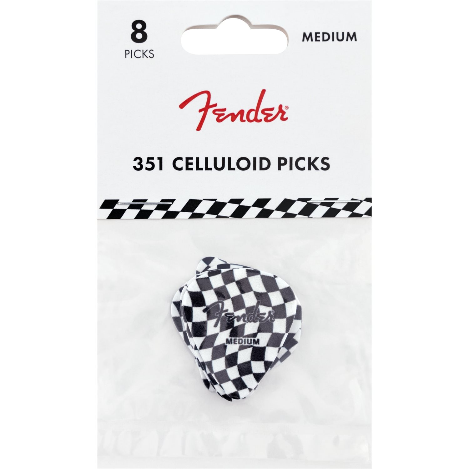 FENDER - 351 Celluloid Picks, Checkerboard, (8)