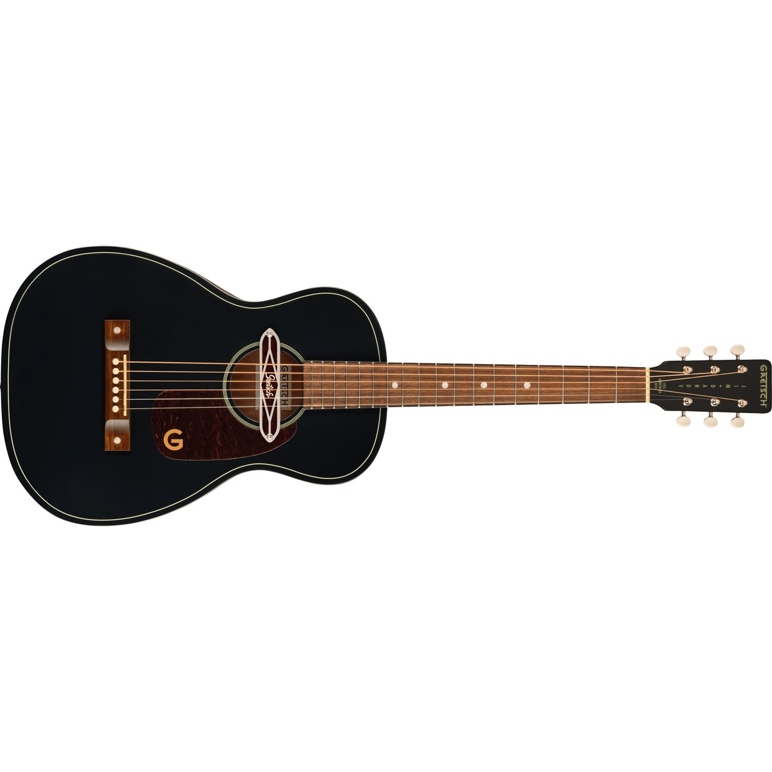 GRETSCH - Deltoluxe Parlour, Touche Noyer, Pickguard écaille de Tortue - Black Top