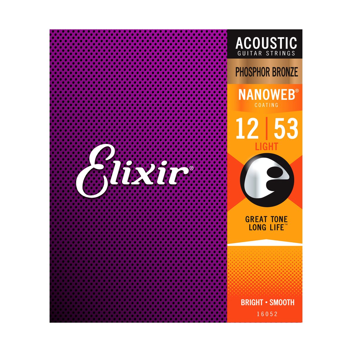 ELIXIR - 16052 - Cordes de guitare acoustique Phosphor Bronze Nanoweb Light 12-53