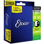 ELIXIR - 16550 - Cordes de guitare électrique avec revêtement Optiweb - 9-42 - 3 pack