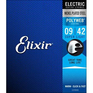 ELIXIR - 12000 - Cordes de guitare électrique - 6 cordes - Revêtement POLYWEB - 9-42