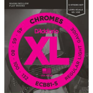 D'ADDARIO – ECB81-5 - Electric Bass Strings - Long Scale - flat wound - 5-Strings - 45-132