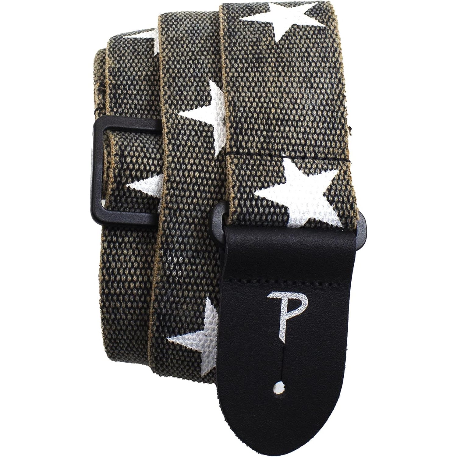 Perri's - CWS20-6528 - Deluxe White Stars on Distressed Grey Cotton Guitar Strap