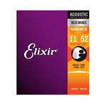 Elixir - 11027 - acoustic guitar strings - 80 / 20 Bronze - Nanoweb - 11-52