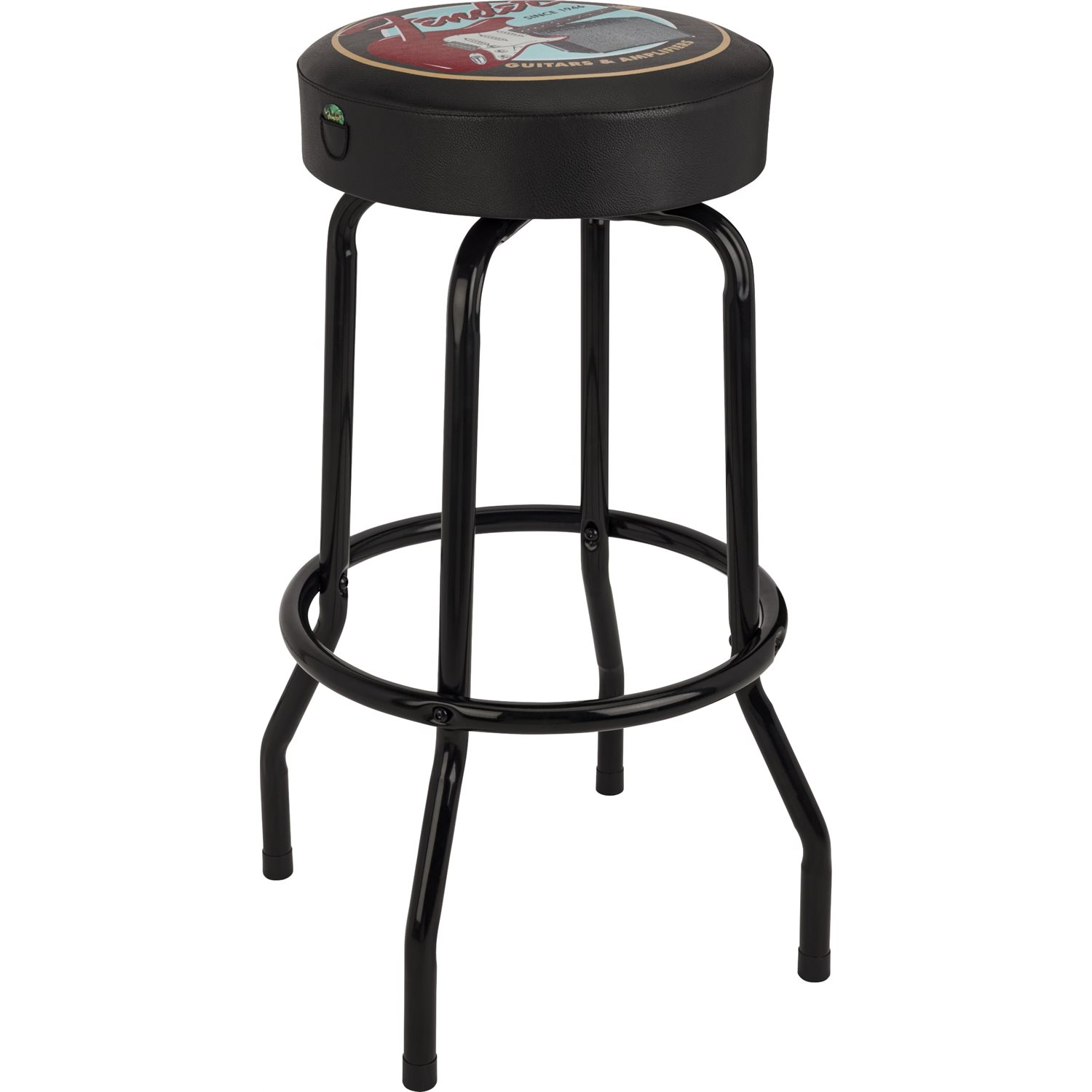 FENDER - Fender™ Tabouret de bar avec Logo Spaghetti Pick Pouch, noir / chrome, 30''