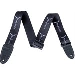 GRESTCH -  Wing Logo Pattern Strap - Black with Gray Logos