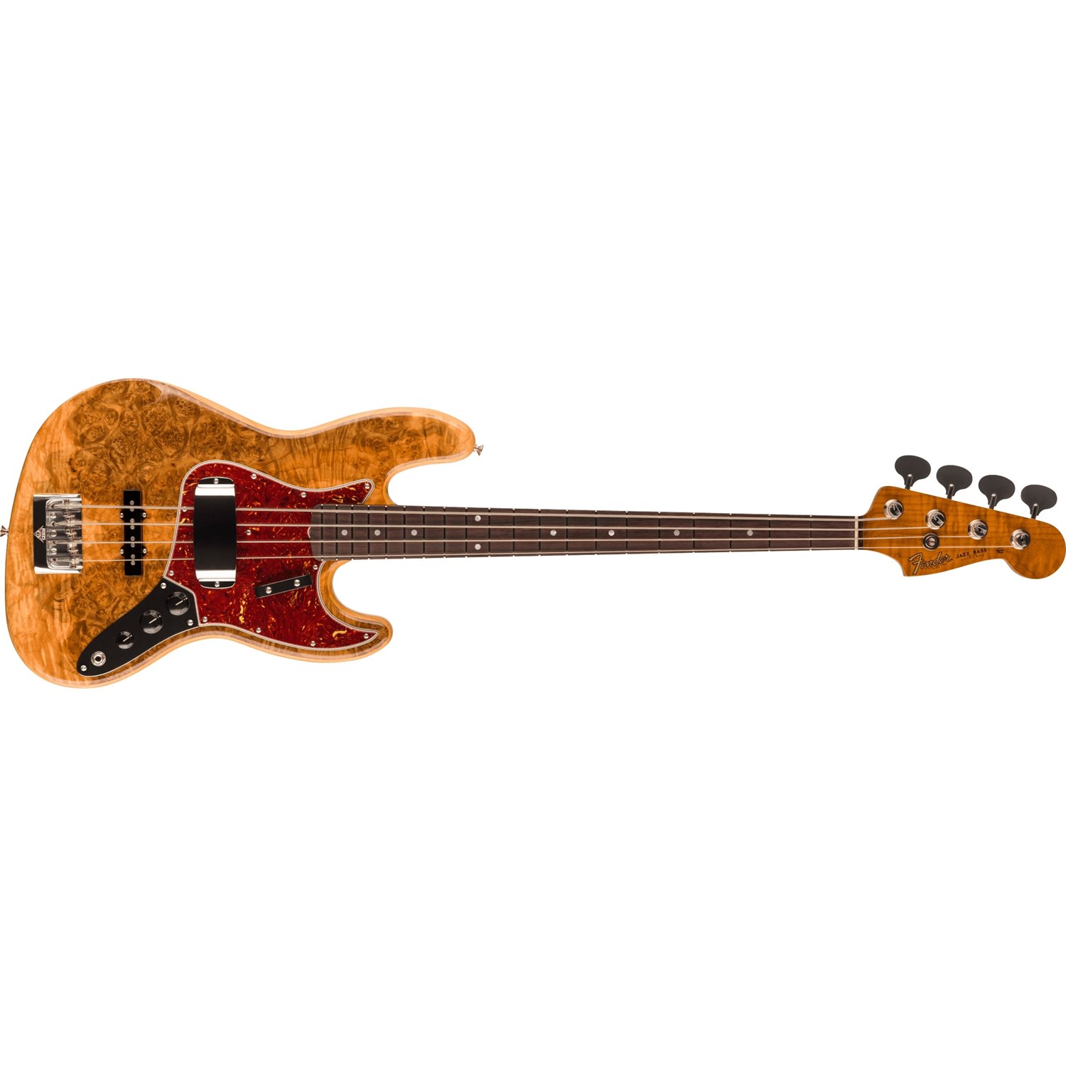 FENDER - Artisan Maple Burl Jazz Bass®, Touche en palissandre 3A - Naturel vieilli