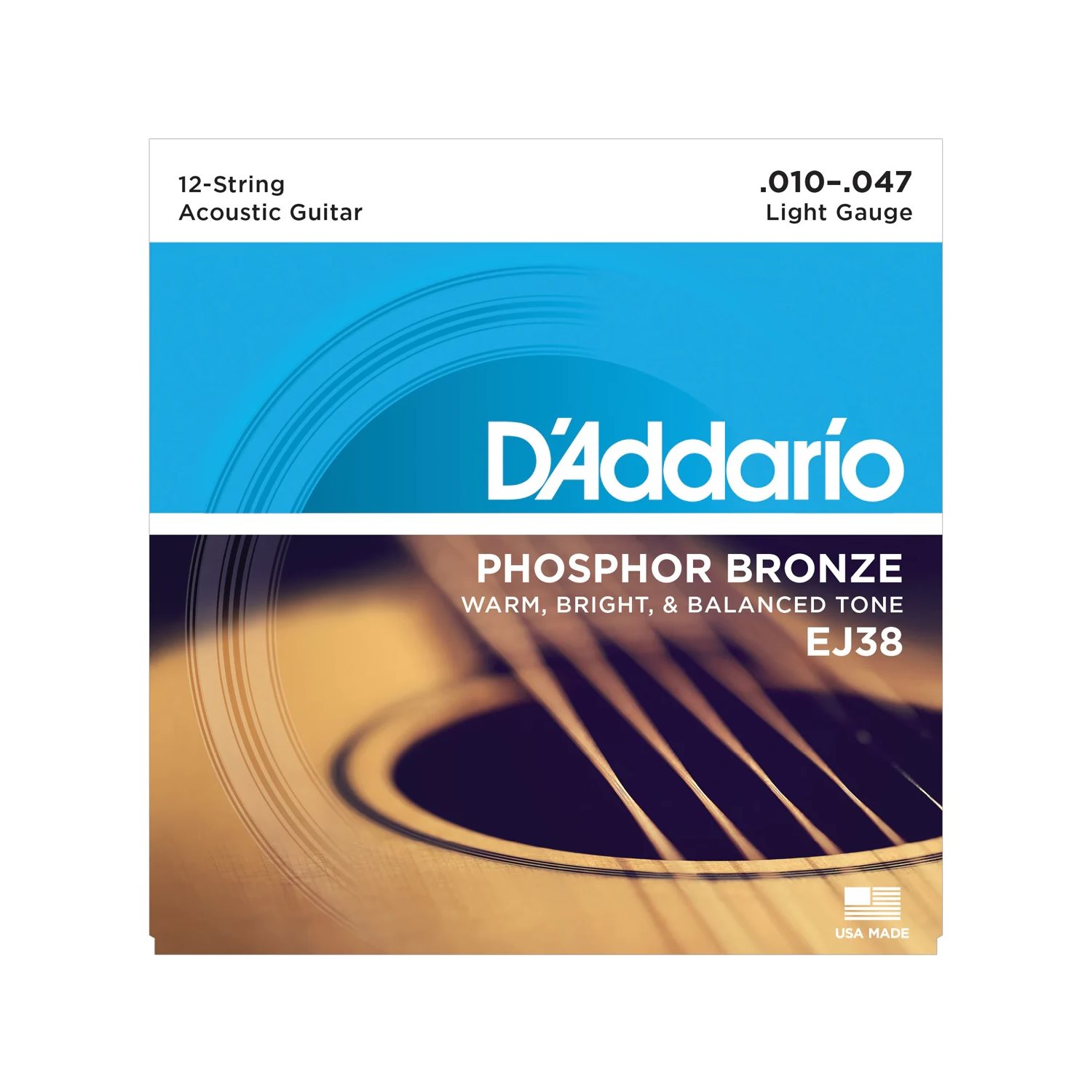 D'ADDARIO - EJ38 - acoustic guitar strings - 12 strings - 10-47