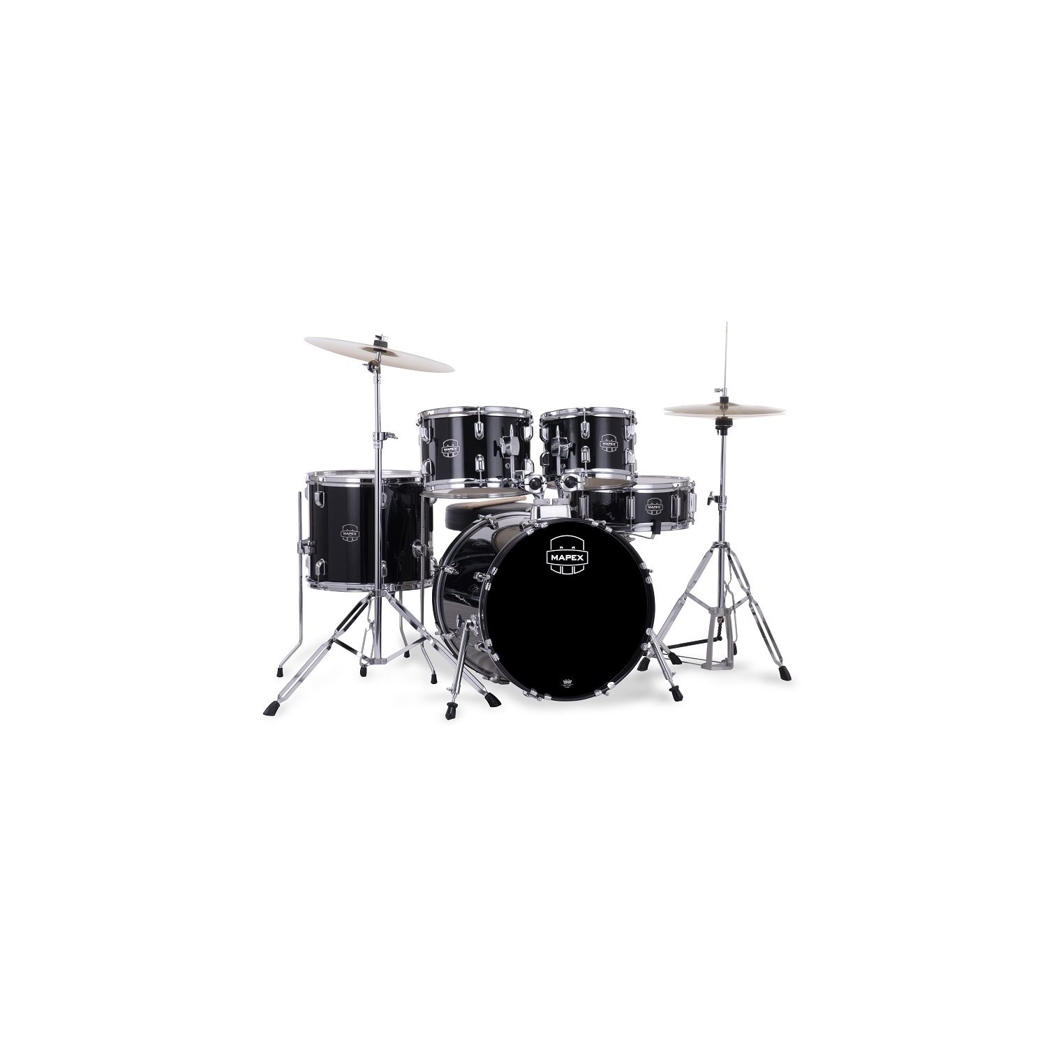 MAPEX - Comet 5-Piece Drum Kit (18,10,12,14,SD) with Cymbals and Hardware - Dark Black