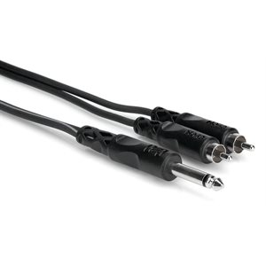 HOSA - CYR102 - Y Cable - 1 / 4-inch TS Male to Dual RCA Male - 6ft