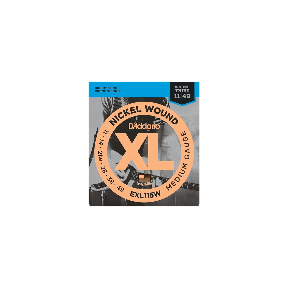 D'ADDARIO - EXL115W - electric guitar strings - wound 3rd string - 11-49