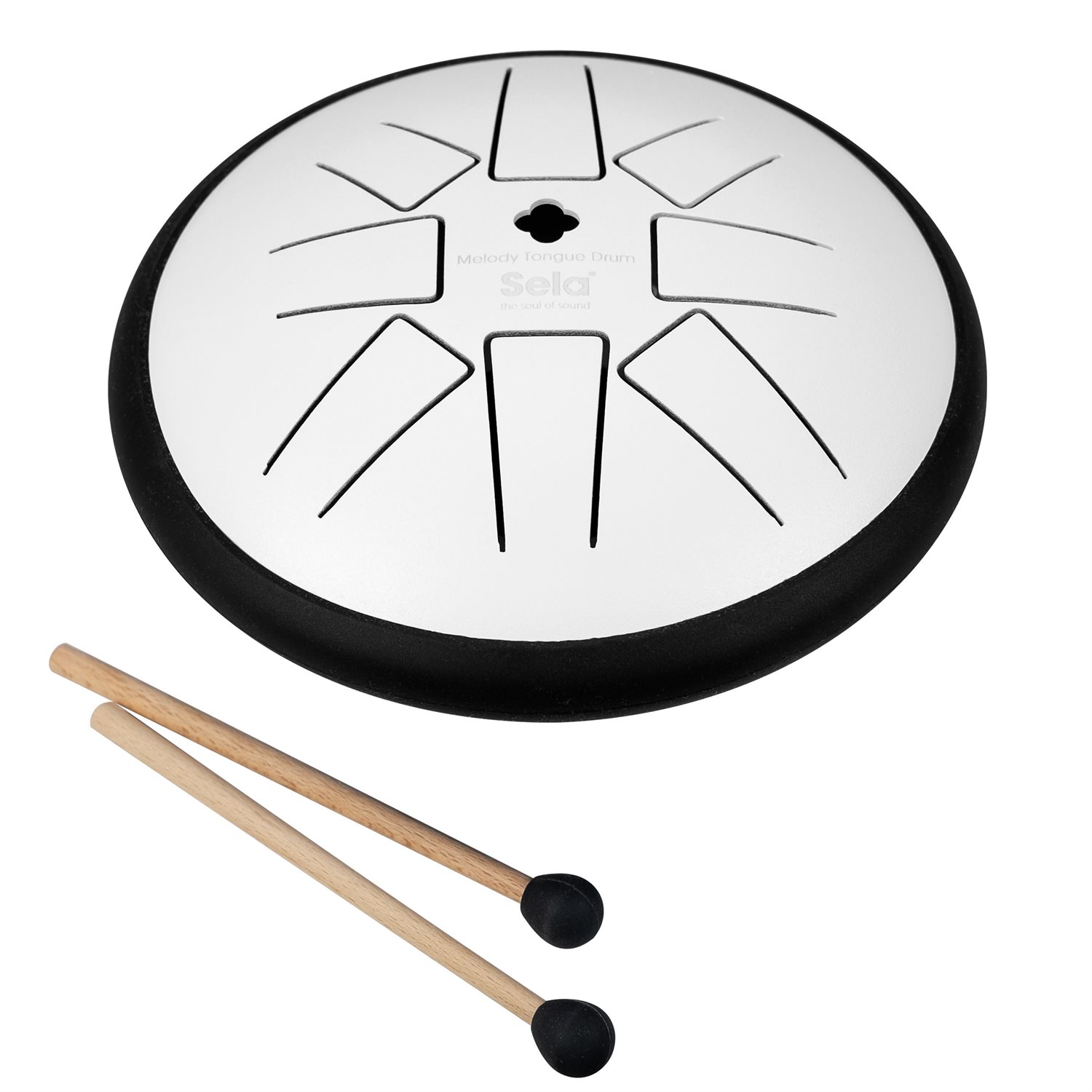 SELA PERCUSSION - SE363 - TAMBOUR À LANGUETTE MÉTALLIQUE 6“ Sol mineur Pentatonique Blanc