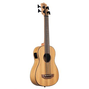 KALA - UBASS-ZEB-FS - U-Bass Zebrawood Acoustic-Electric Bass Guitar - Natural Satin