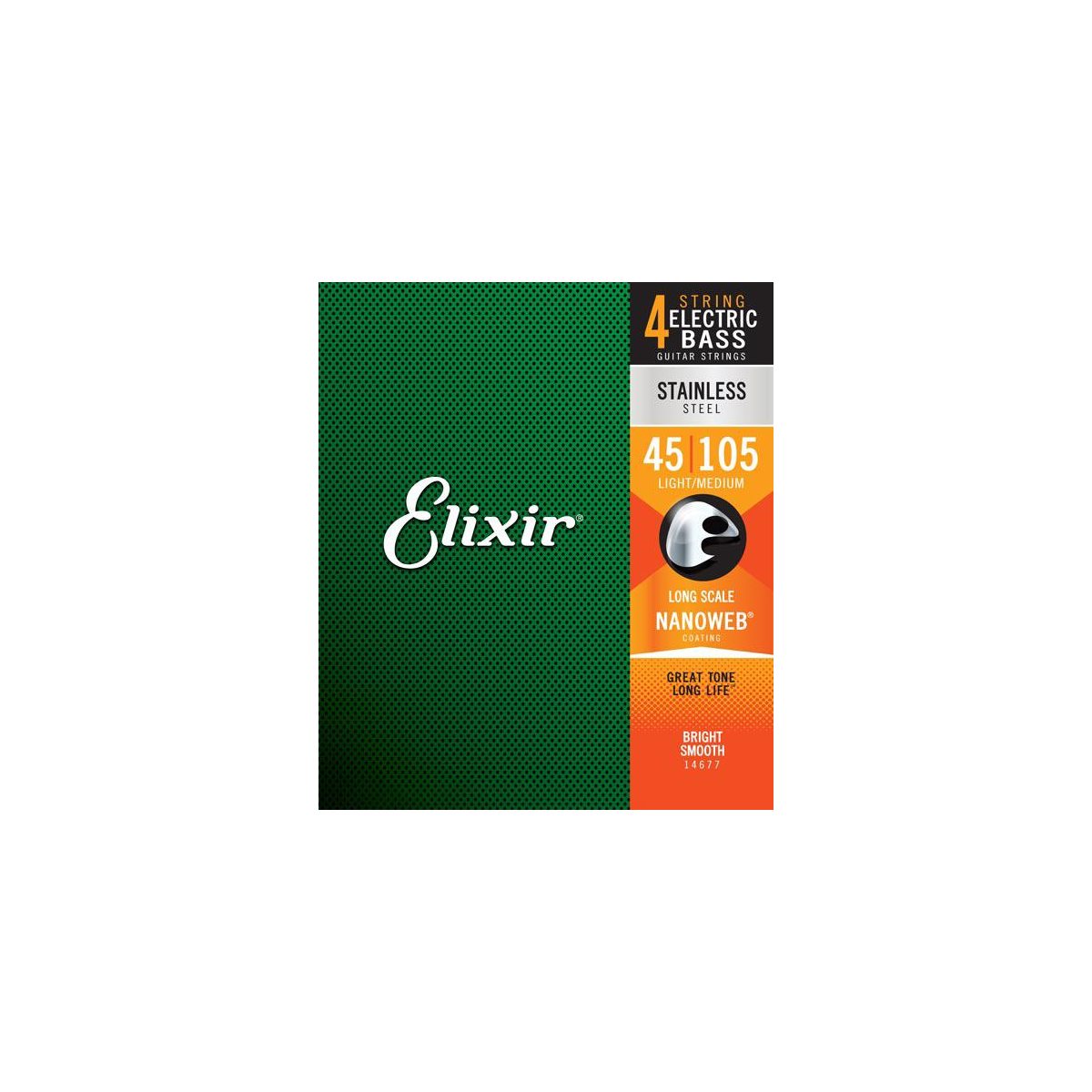 ELIXIR - 14677 - Stainless Steel Nanoweb 4 String Bass Strings Light Medium Long Scale 45-105