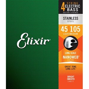 ELIXIR - 14677 - Stainless Steel Nanoweb 4 String Bass Strings Light Medium Long Scale 45-105