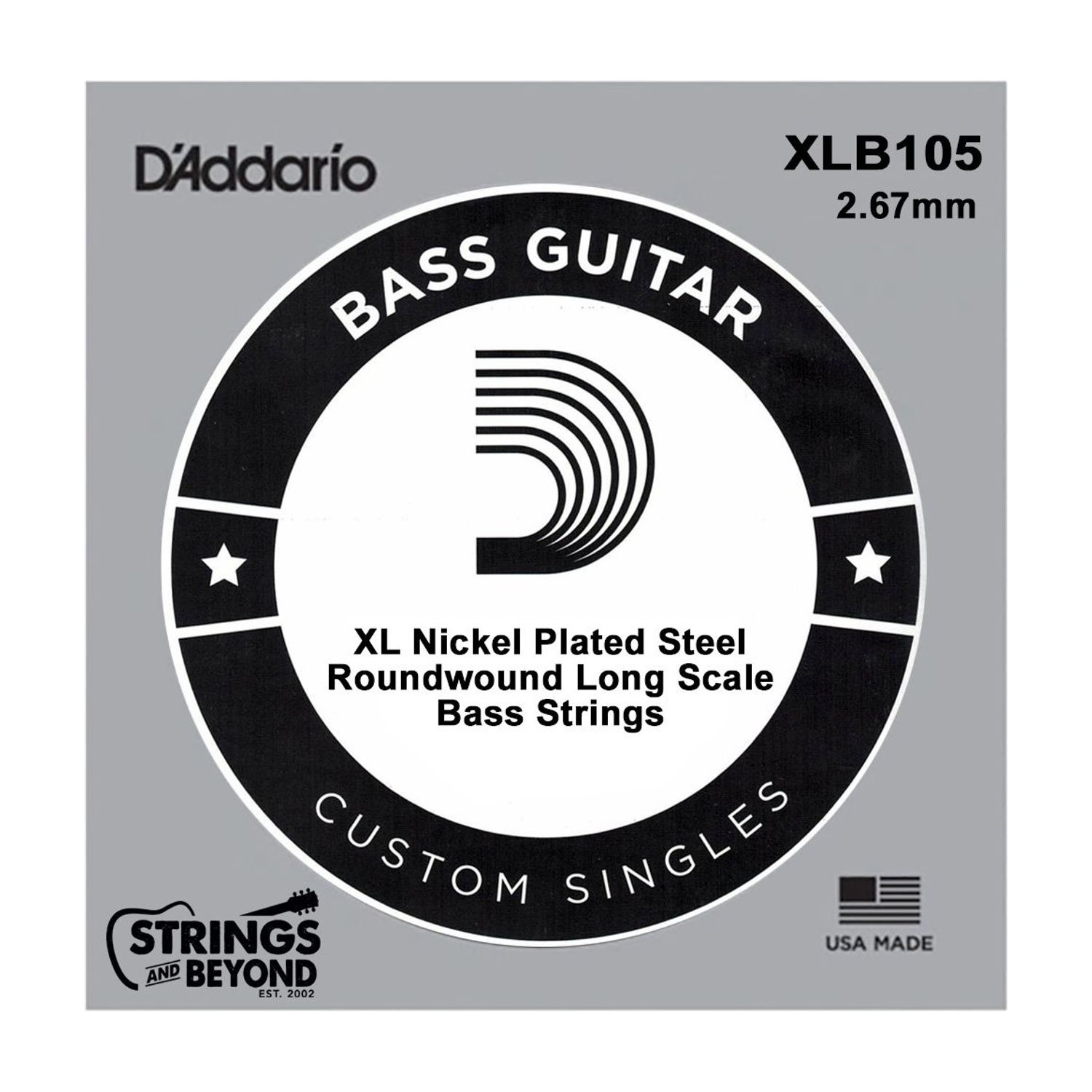 D'ADDARIO - XLB105 - Corde de basse à longue échelle enroulement nickel .105