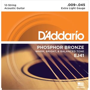 D'ADDARIO - EJ41 - acoustic guitar strings - 12 strings - 9-45