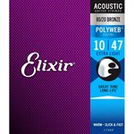 Elixir - 11000 - acoustic guitar strings - 80 / 20 Bronze - Polyweb - 10-47