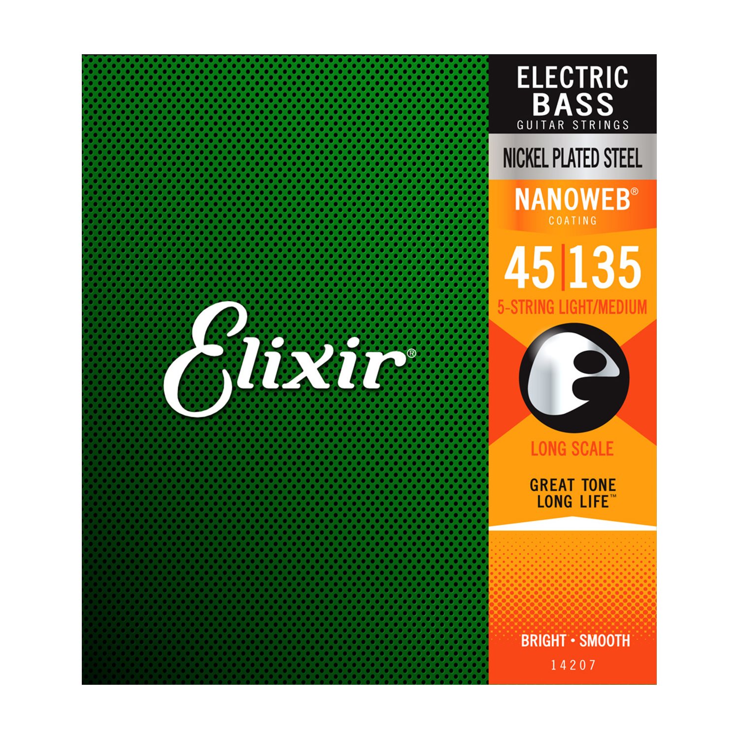 ELIXIR - 14207 - Basse électrique en acier nickelé avec revêtement NANOWEB - 45-135