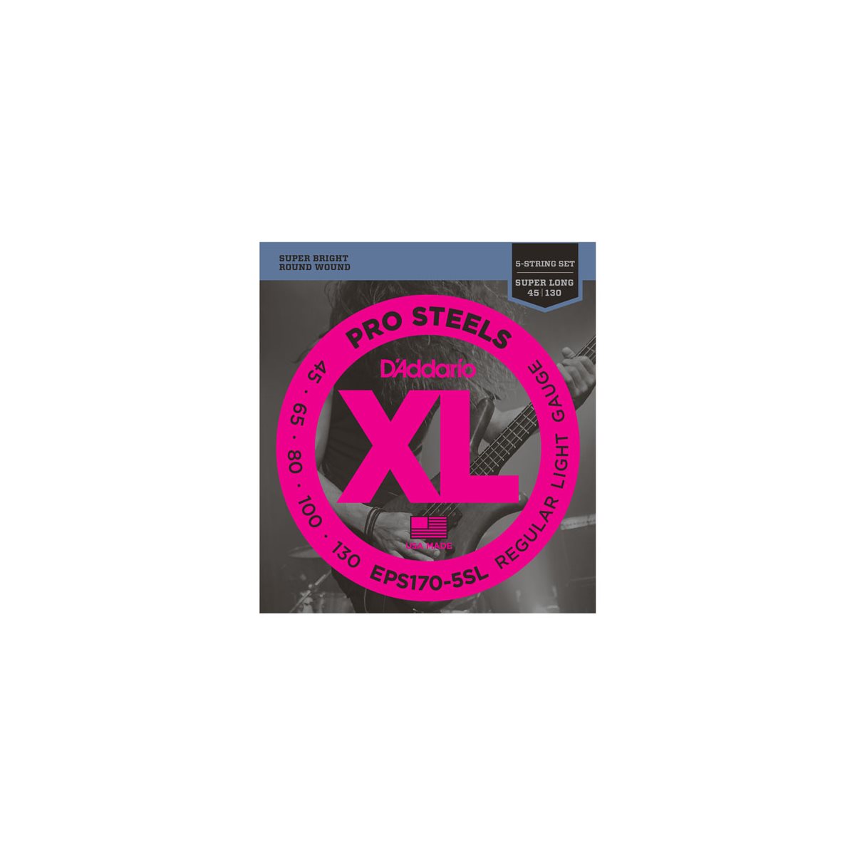 D'ADDARIO - EPS170-5SL - cordes de basse électrique ProSteels - 5 cordes - Super Long scale - 45-130