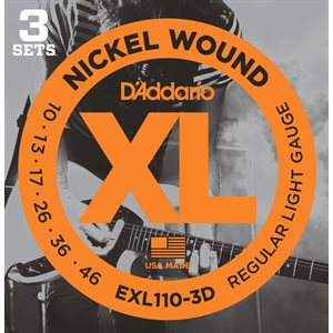 D' ADDARIO - EXL110-3D - cordes de guitare électrique - 10-46 - 3 pack