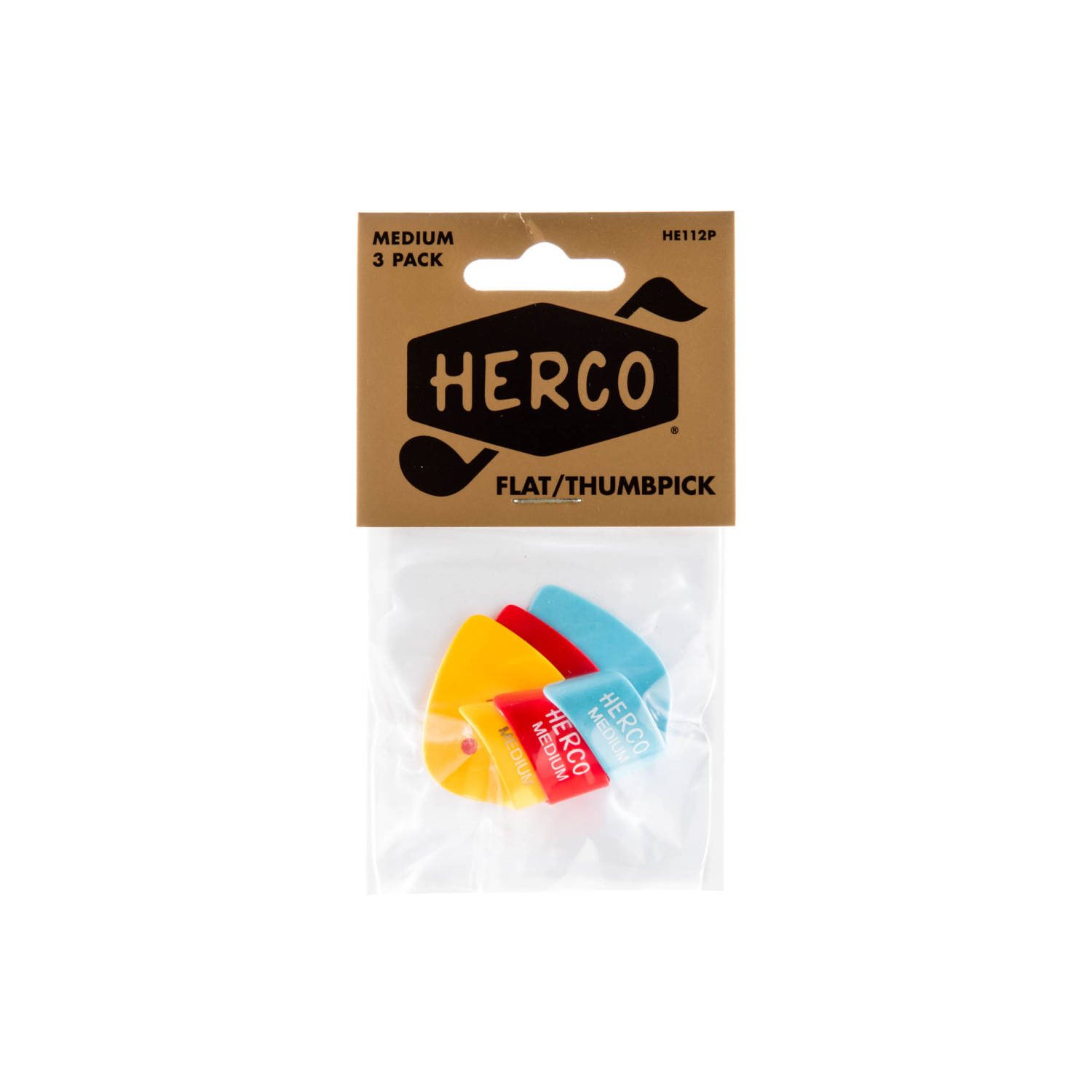 HERCO - HE112P - FLAT / THUMBPICKS, MEDIUM - 3 PACK