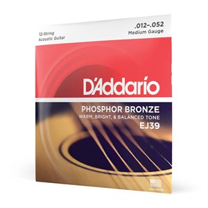 D'ADDARIO - EJ39 - acoustic guitar strings - Phosphor Bronze - 12 String - 12-52