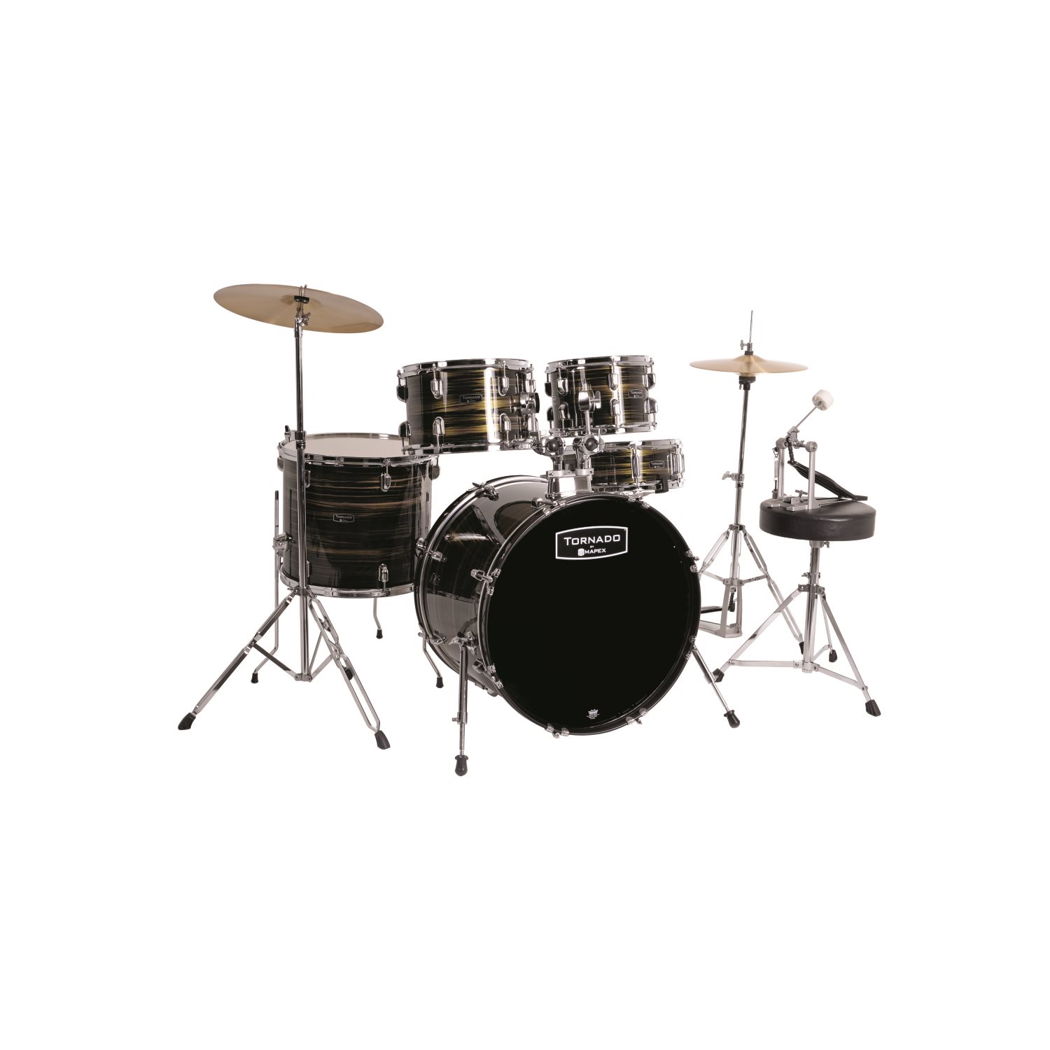 MAPEX - TORNADO ROCK DRUM SET - EBONY YELLOW GRAIN