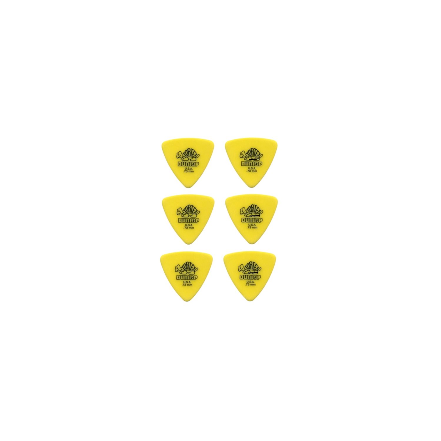 DUNLOP - 431P.73 - Médiator de Guitare Triangulaire Jaune Tortex® de 0,73 mm - ensemble de 6 pick