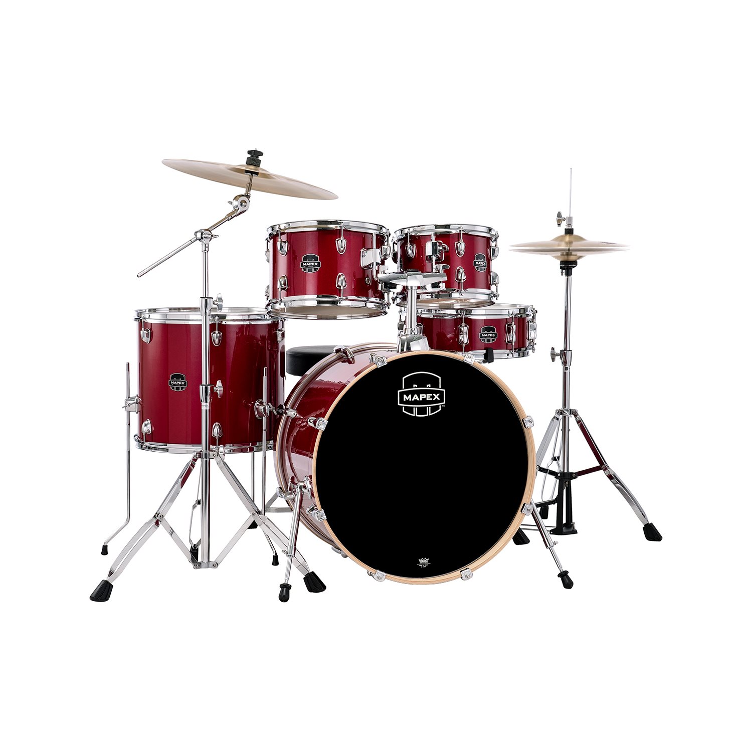 MAPEX - VENUS 5 PIECE ROCK COMPLETE SETUP - CRIMSON RED SPARKLE